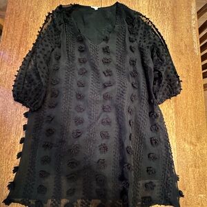 Oddy Elegant Black Textured Women's Dress